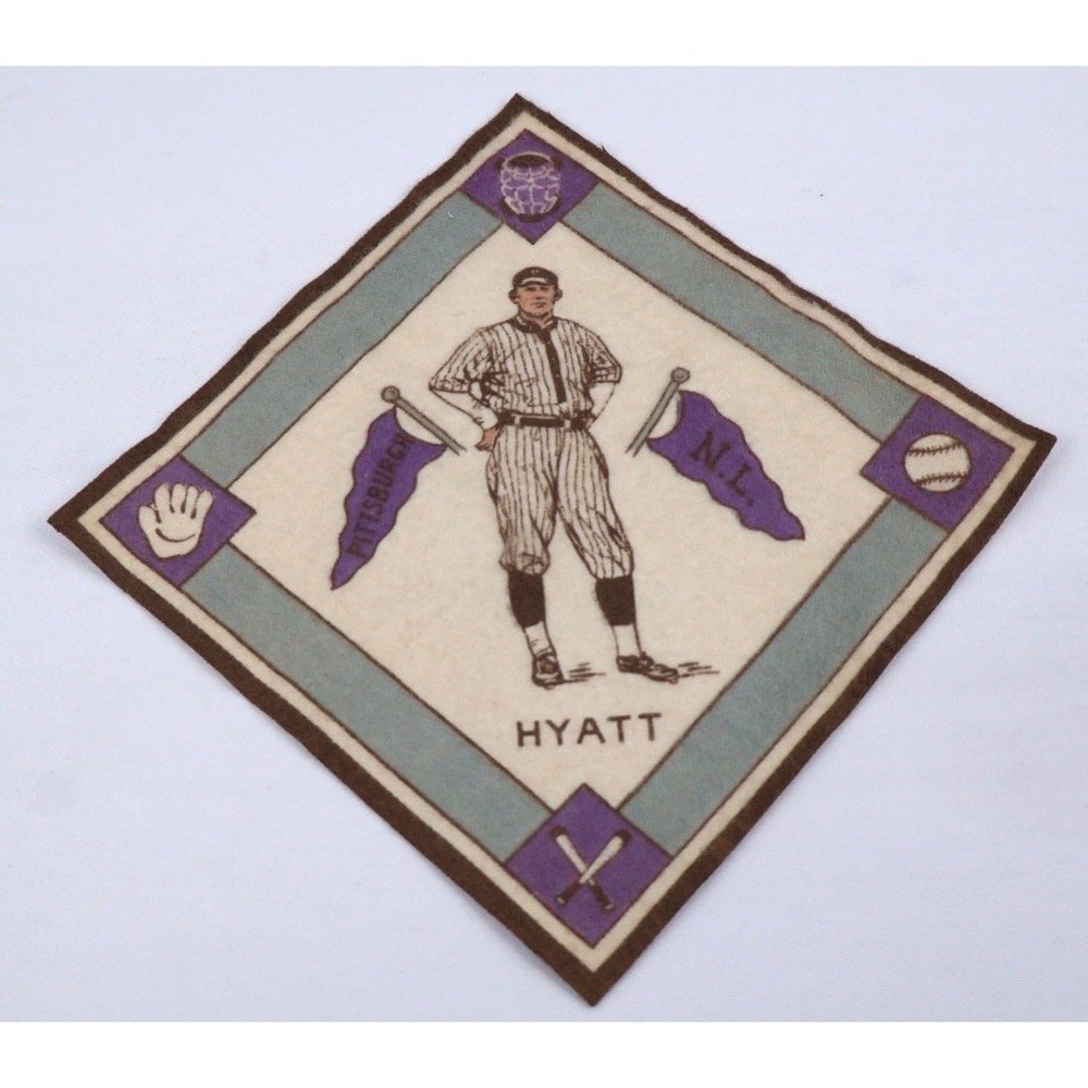 1914 Baseball Players Felt B18‎ Series Pittsburg Pirates HAM HYATT White / Blue